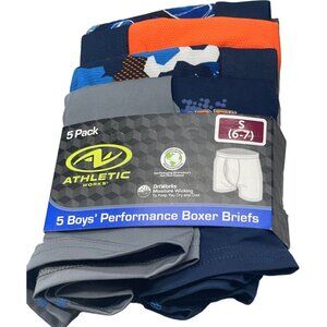 New Athletic Works Boys Boxer Briefs 5 Pair Underwear Polyester Blend S 6-7 READ